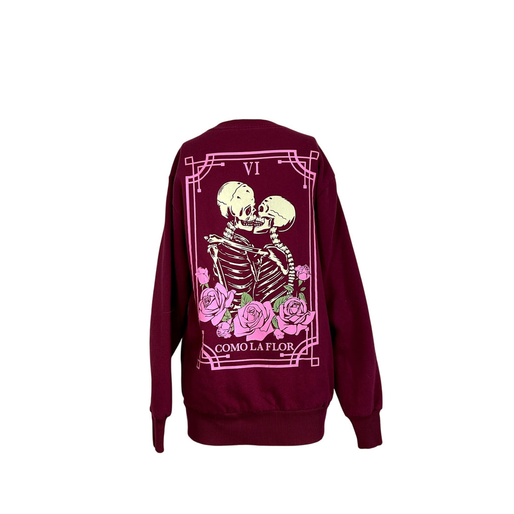 Mighty Fine XS Burgundy Kissing Skeletons Sweatshirt Como La Flor Rose Selena