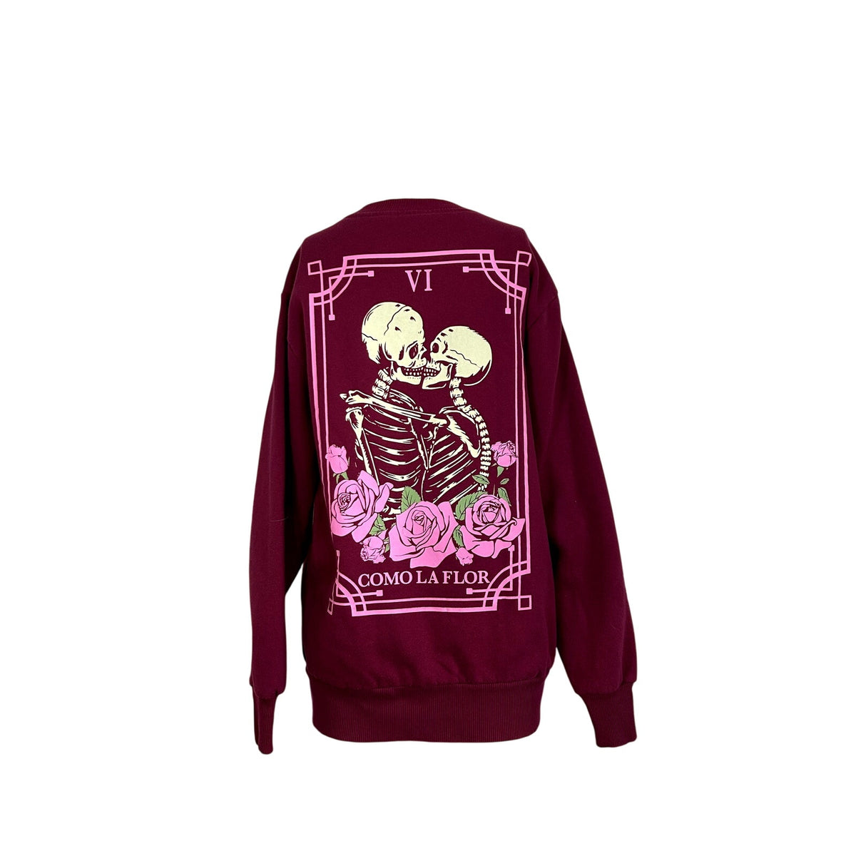 Mighty Fine XS Burgundy Kissing Skeletons Sweatshirt Como La Flor Rose Selena