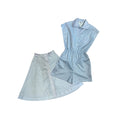 VTG 70s Blue Skirt Romper 2Pc Set Small Retro Preppy Twee Casual Indie Sleaze
