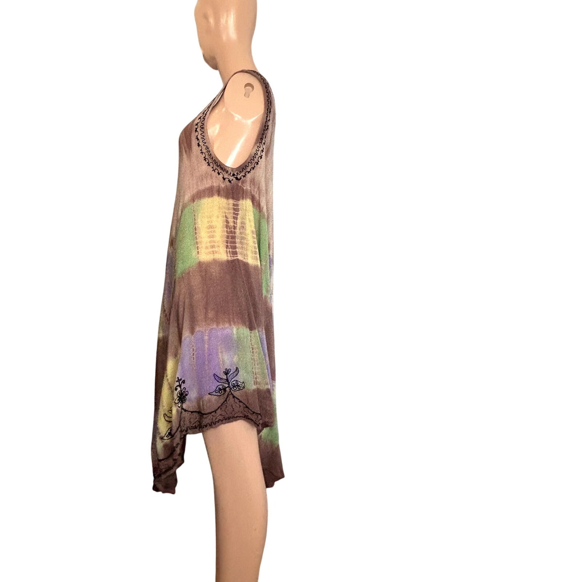 India Boutique Rayon Embroidery Cottagecore L Dress Boho Chic Summer Festival