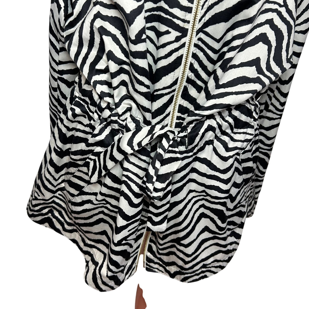 VTG Y2K Dana Buchman Zebra Print Trench Jacket  XL Maximalist Animal Pockets