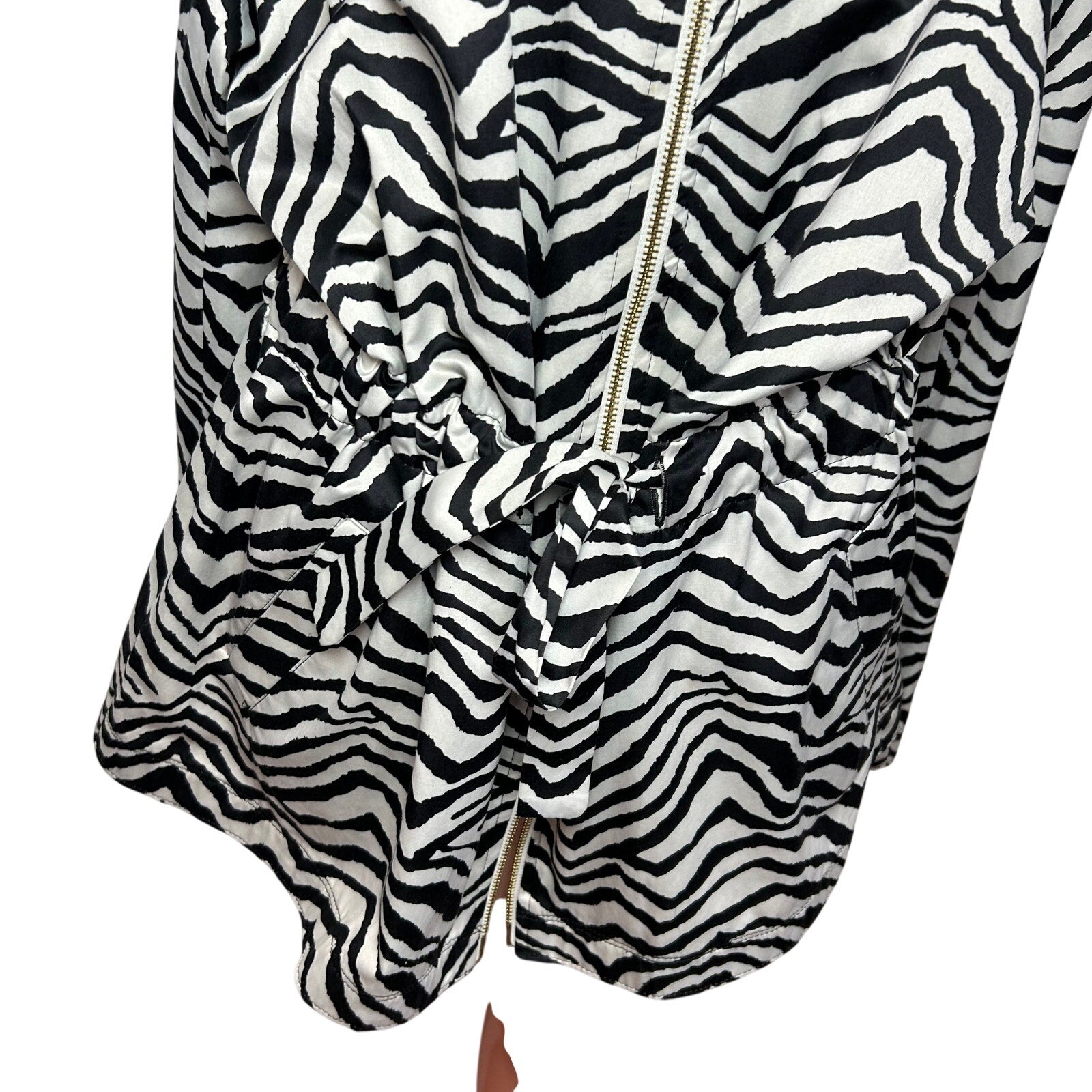 VTG Y2K Dana Buchman Zebra Print Trench Jacket  XL Maximalist Animal Pockets