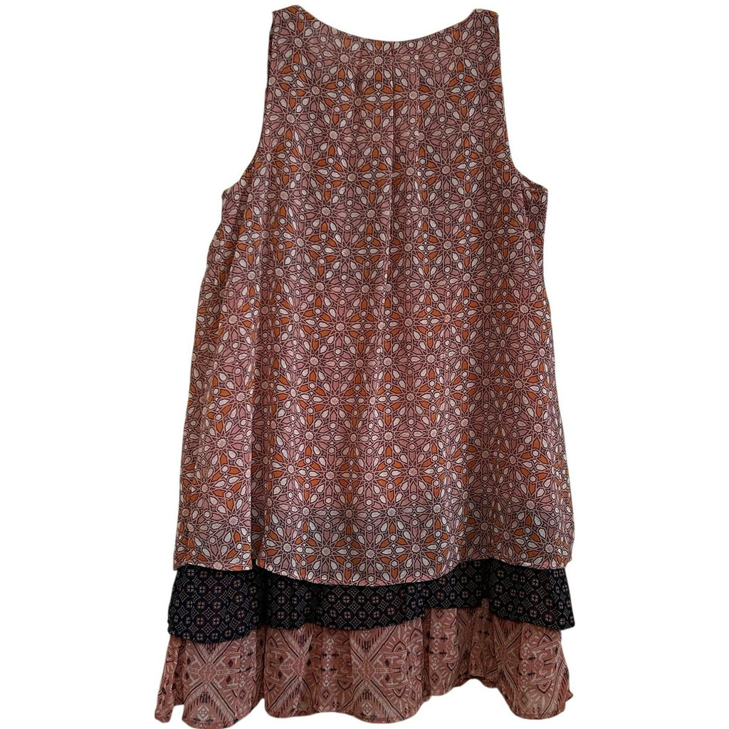 Xhilaration Pink Orange Layered Boho M Mini Dress Y2K Indie Casual Fairy Tiered