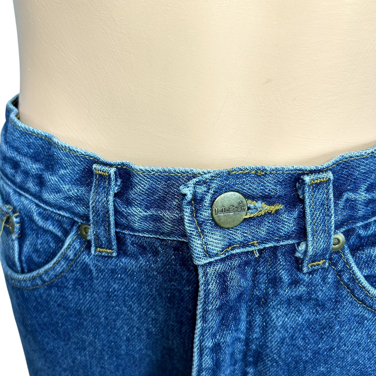 VTG 90s LL Bean 27 Blue Fleece Lined Denim Jeans Double L High Rise Warm USA
