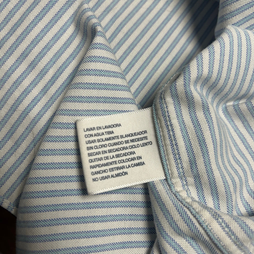 VTG Y2K Stafford White Blue Pinstripe Oxford Short Sleeve Size 16 Utility Basics