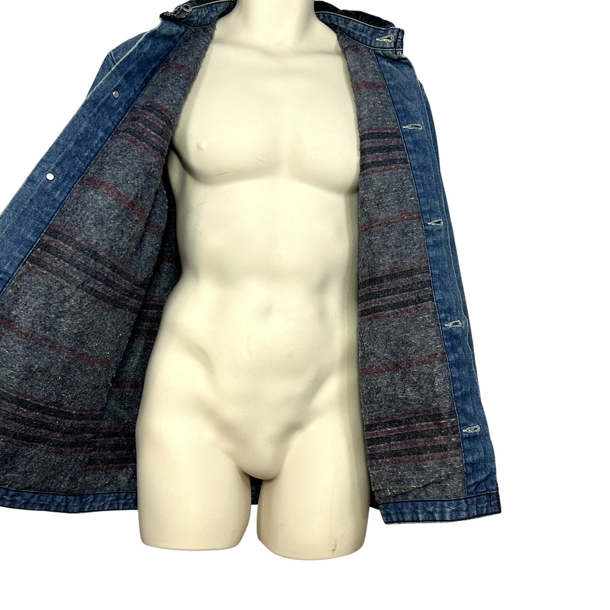 VTG 70s Big Ben Wrangler 36 Blanket Lined Denim Jacket Hand Painted Cow Art Barn