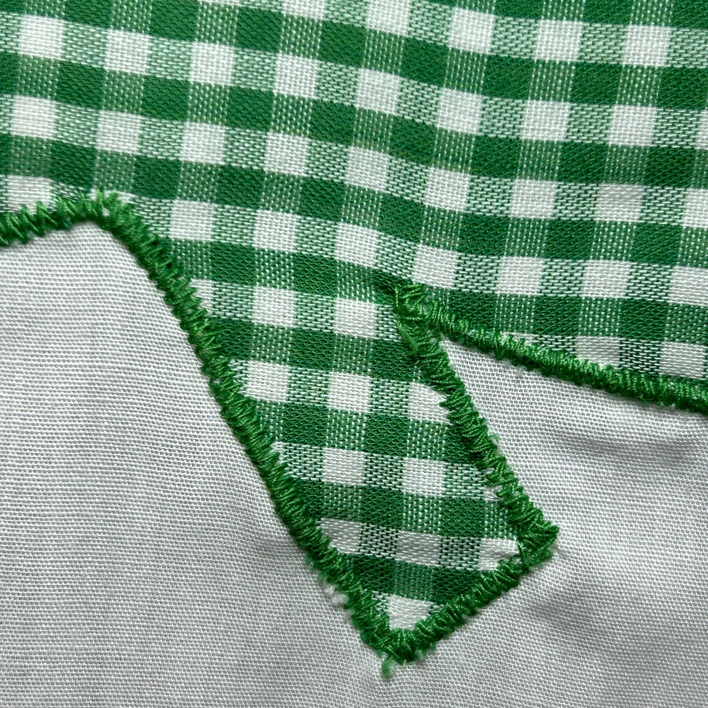 VTG 70s White Shamrock M Embroidery Gingham St. Patrick's Day Top Twee Retro