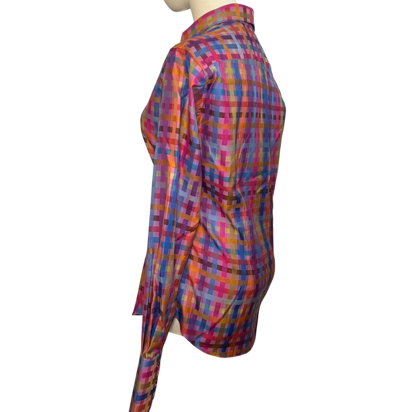 VTG 90s John Braye Florence Grid Print Button Down Shirt Small Office Siren Y2K