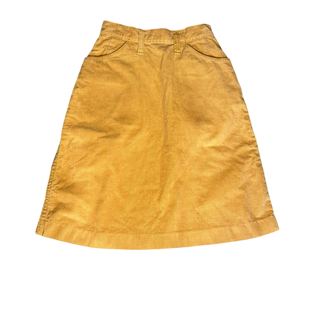 VTG 70s Wrangler Mustard Gold Corduroy Mini Skirt Petite XXS Western Boho Retro