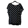 Evri Plus XL Black White Polka Dot Blouse Knit Jersey Plus Size Casual Retro