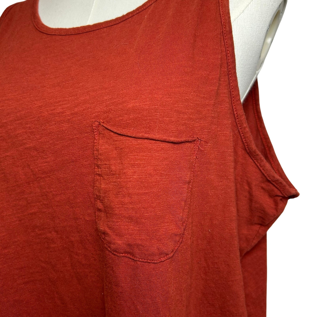 Sonoma Rust Red Cotton Slub Knit Pocket Tank XL Loungewear Casual Minimalist