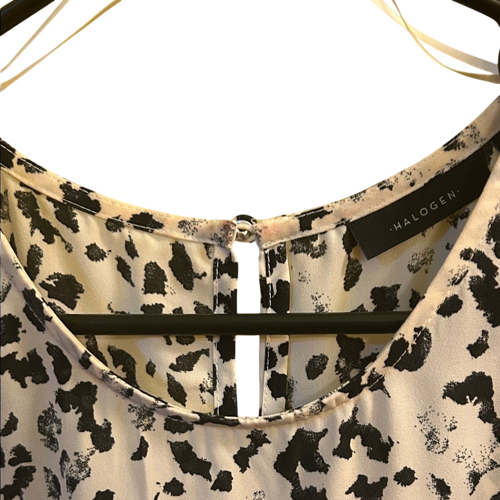 Halogen Cap Sleeve Blouse 1X Plus Size Animal Print Black White Nordstrom Top