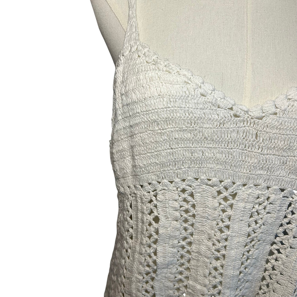NWT VTG 90s Raiment Fashions Cotton Crochet Scalloped Tank Whimsygoth Boho NOS