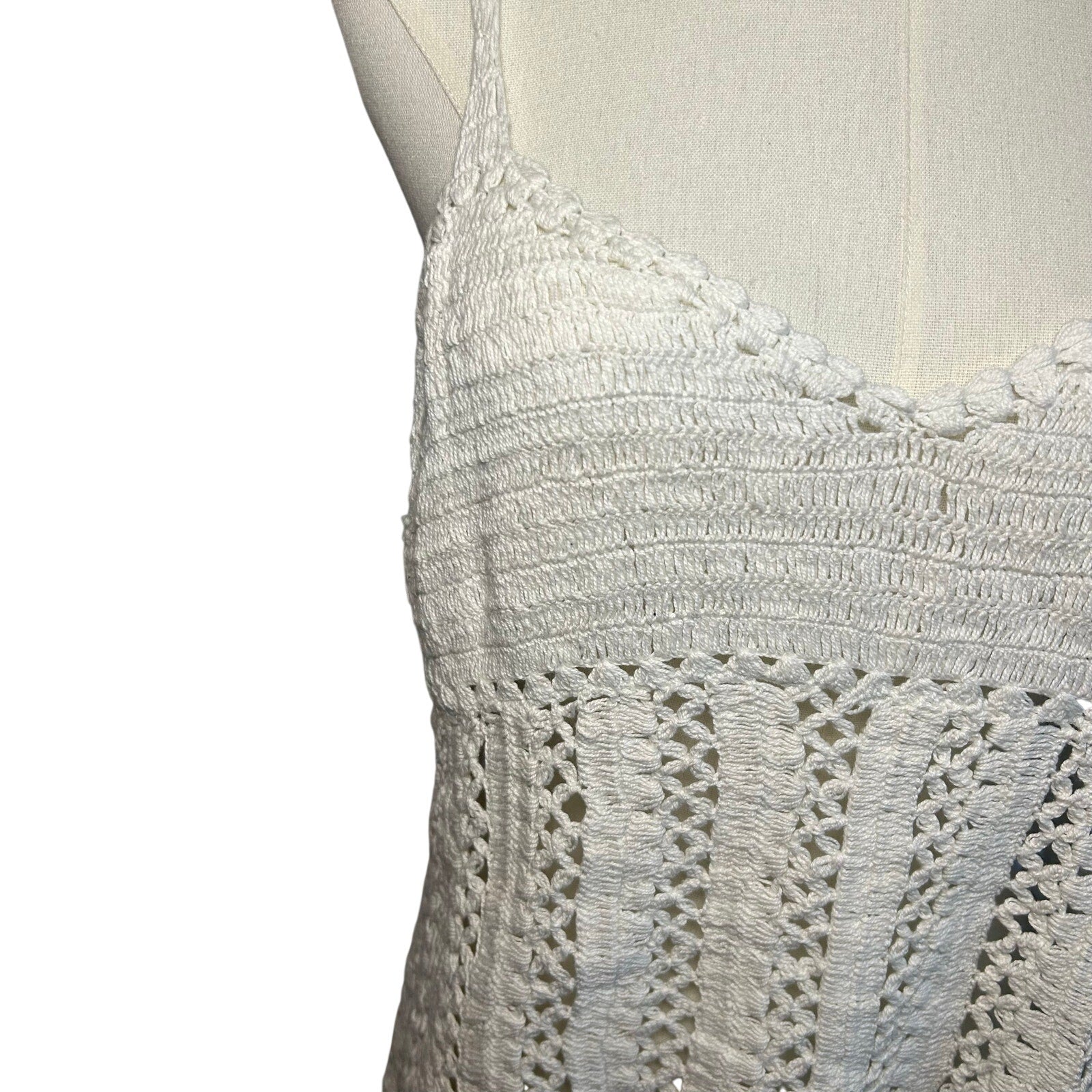 NWT VTG 90s Raiment Fashions Cotton Crochet Scalloped Tank Whimsygoth Boho NOS