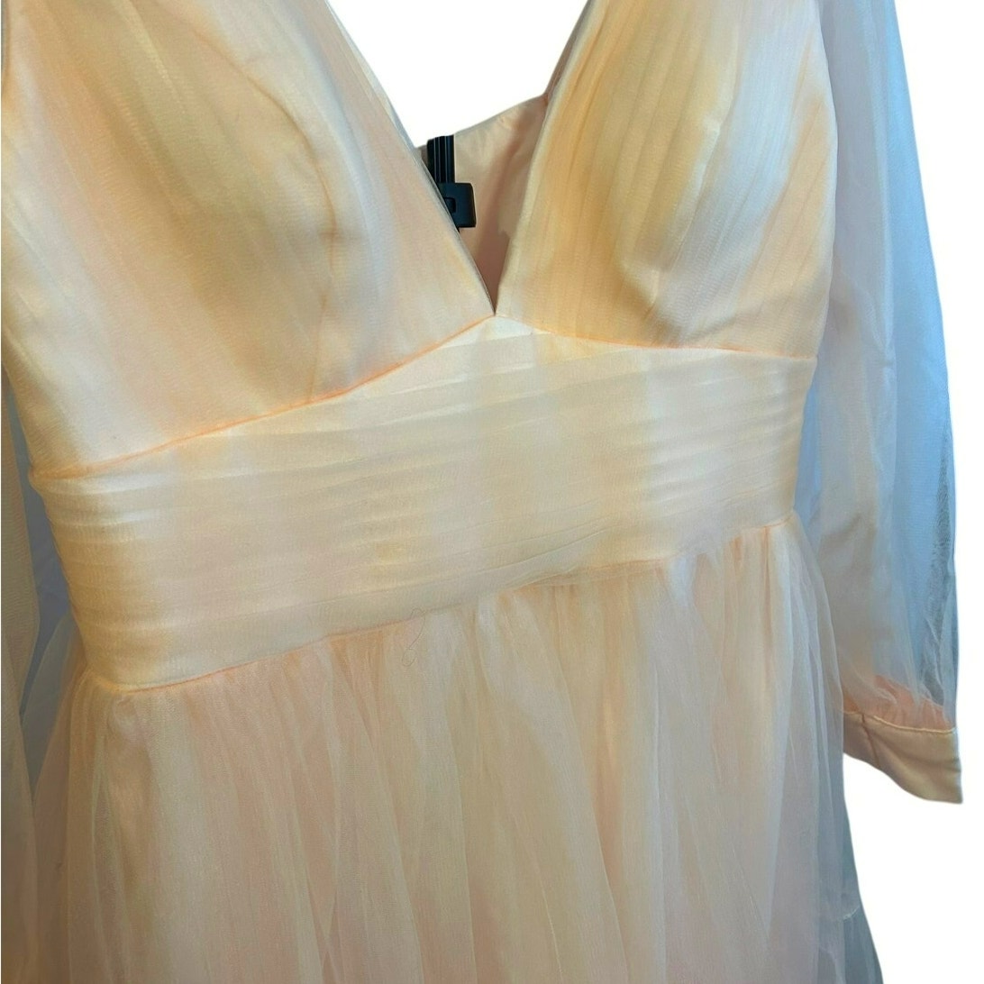 VNAIX Blush Pink Tulle Tiered Formal Gown Corset Back Fairycore Prom Dress SZ 16