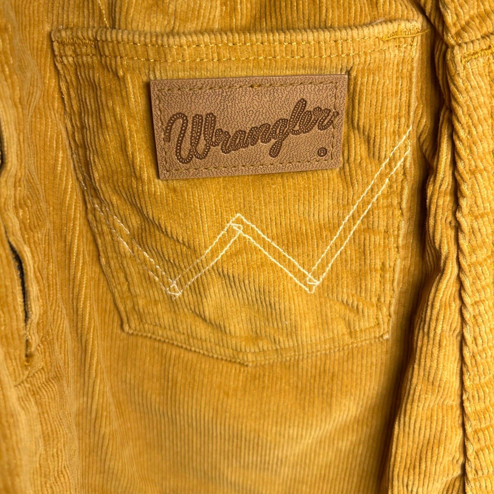 VTG 70s Wrangler Mustard Gold Corduroy Mini Skirt Petite XXS Western Boho Retro