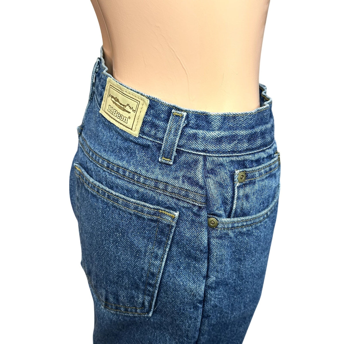 VTG 90s LL Bean 27 Blue Fleece Lined Denim Jeans Double L High Rise Warm USA
