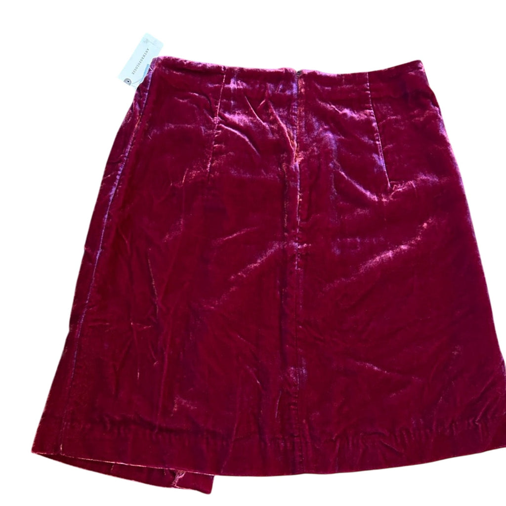 NWT Anthropologie Red Velvet Mini Skirt, Festive Holiday Jewel-Tone, Size 8