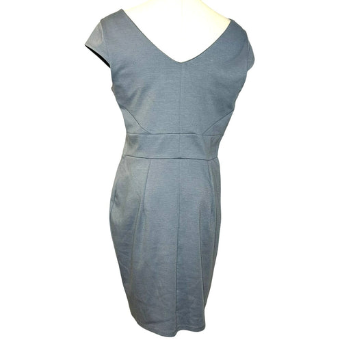 Dorothy Perkins Blue Pleated Cap Sleeve Keyhole Dress 8 Preppy Wedding Stretch