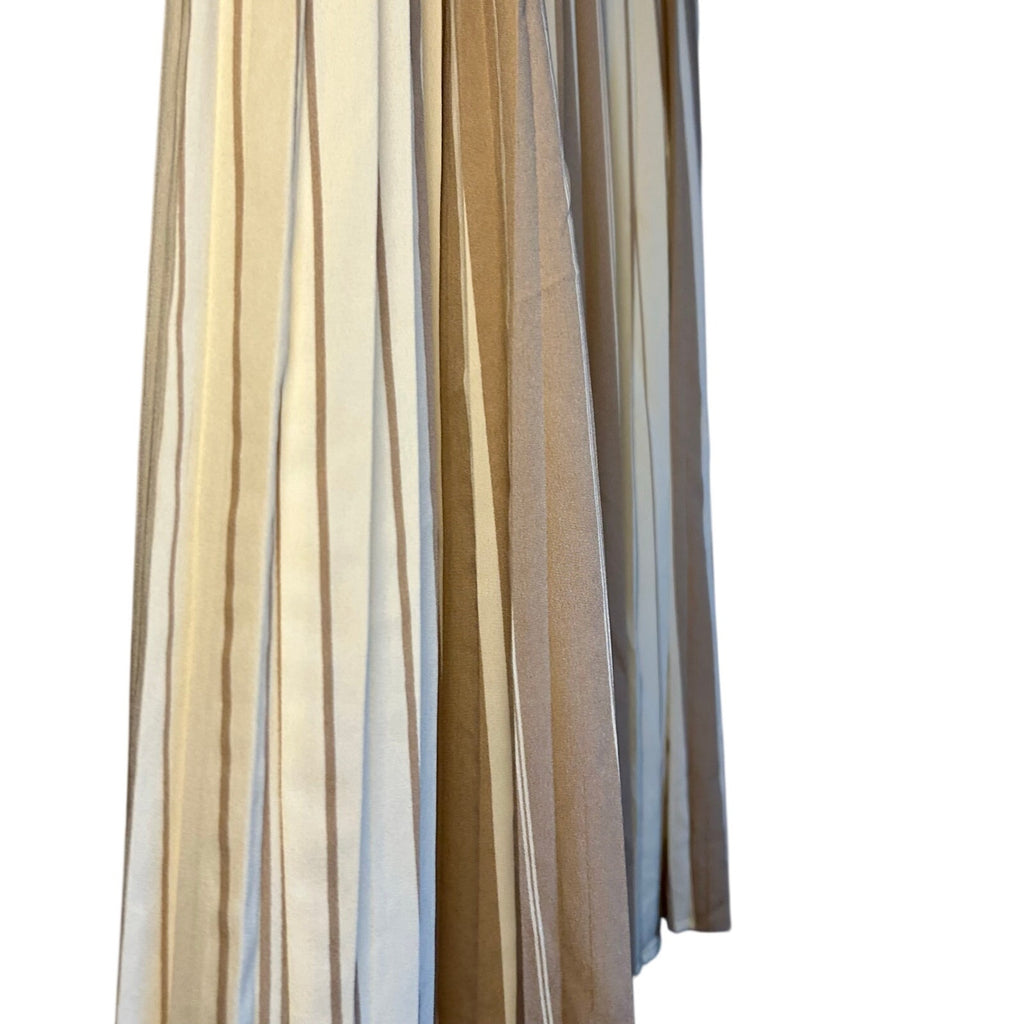 VTG 80s Anthony Rogers Tan Cream Pleated 22W 2X Plus Size Midi Skirt Retro