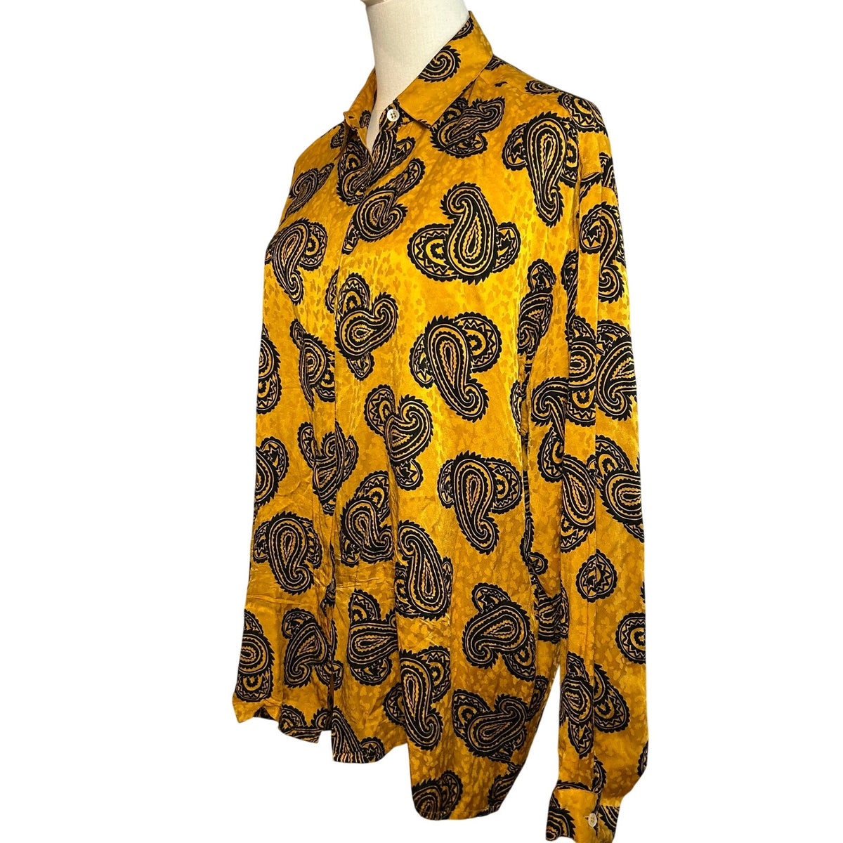 VTG 70s Saks Fifth Avenue Psychedelic Silk Paisley Dagger Shirt Whimsygoth Large