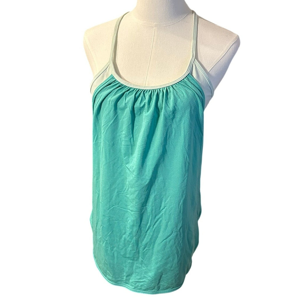 Lululemon No Limit Tank Teal Mint Green Size 4 Built In Bra 2-in-1 Clean Girl