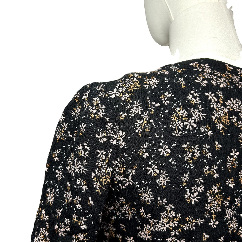 Knox Rose Black Embroidered Boho Floral Tunic Top S Boho Goth Whimsigoth Casual
