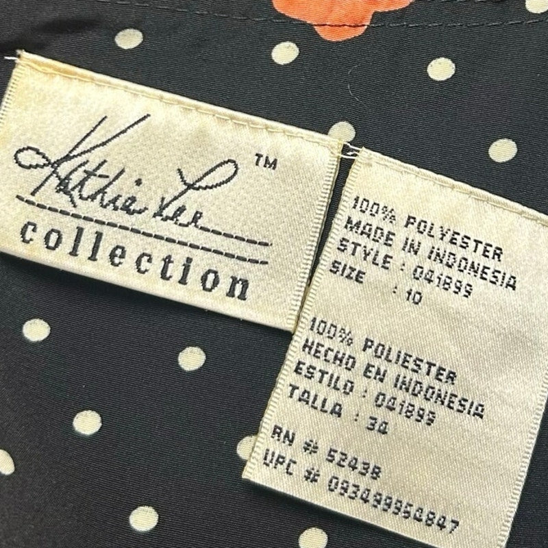 VTG Kathie Lee Collection Polka Dot Floral Sheath Dress Sz 10 Y2K 90s Retro