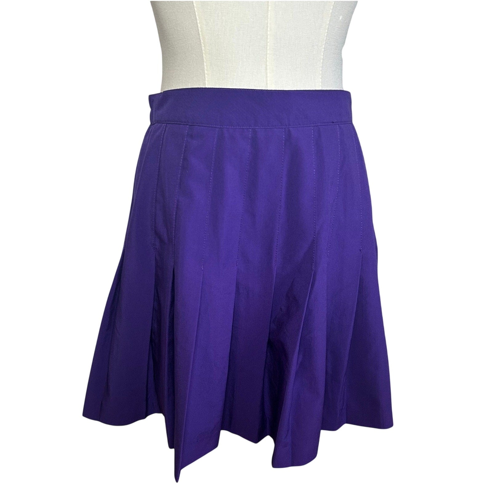 VTG 80s Lejay Purple Pleated Mini Skirt M Tennis Activewear Preppy Retro Casual