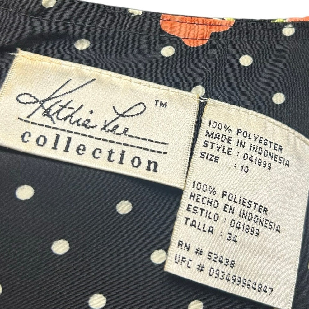 VTG Kathie Lee Collection Polka Dot Floral Sheath Dress Sz 10 Y2K 90s Retro