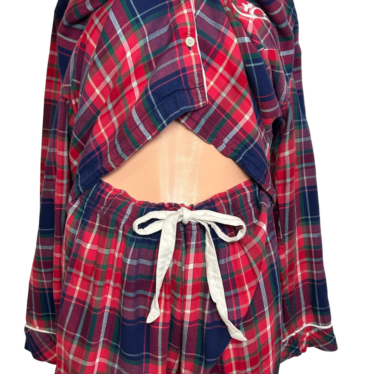 Victoria's Secret Plaid Flannel Pajama Set Red Tartan M Lounge Y2K Holiday