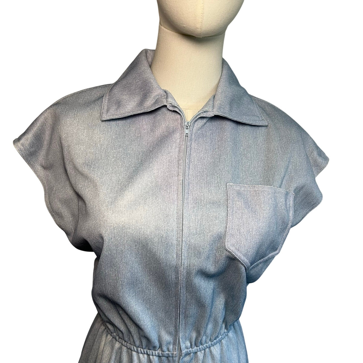 VTG 70s Blue Skirt Romper 2Pc Set Small Retro Preppy Twee Casual Indie Sleaze