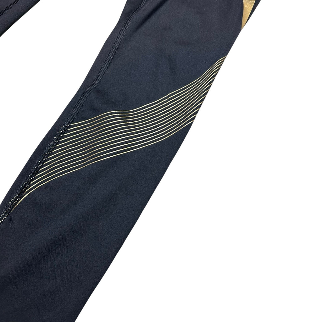 Victoria's Secret Sport Leggings XS Black Gold Metallic Geometric Stripe High Rise