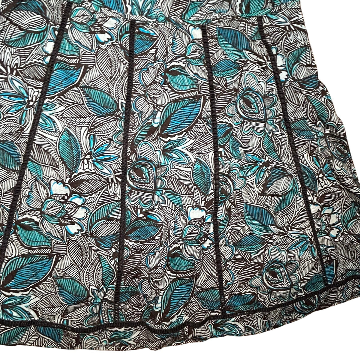 VTG Y2K St. John's Bay Brown Foral Knee Skirt Boho Casual Cottage Retro Cotton