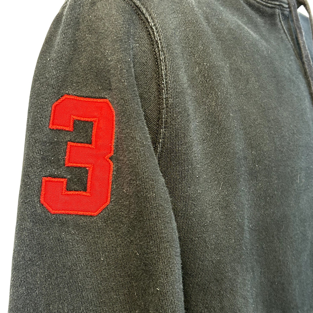 Polo Ralph Lauren L Black Waffle Lined Fleece Team Captain Pullover Hoodie Pony