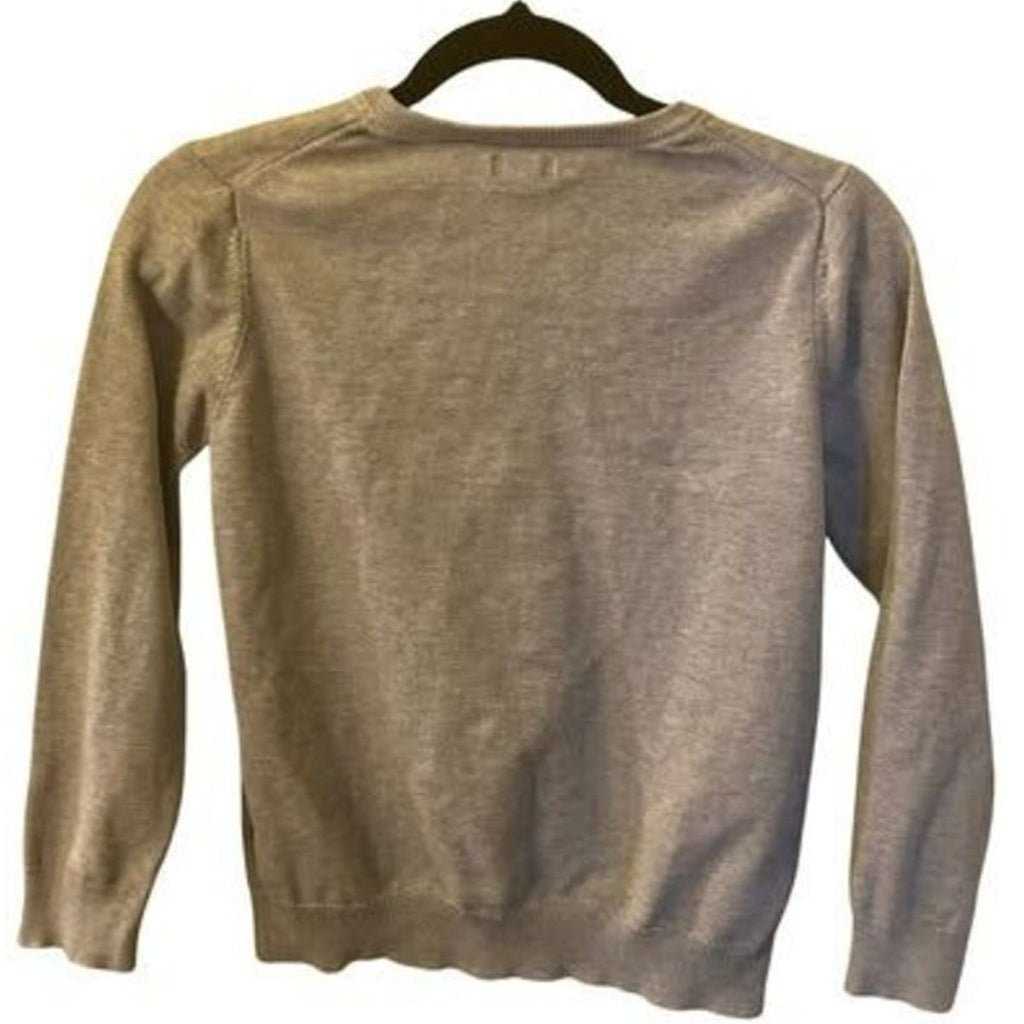 Amazon Essentials Boys 18 V-Neck Sweater Light Grey 100% Cotton Shrunken Boxy Fit