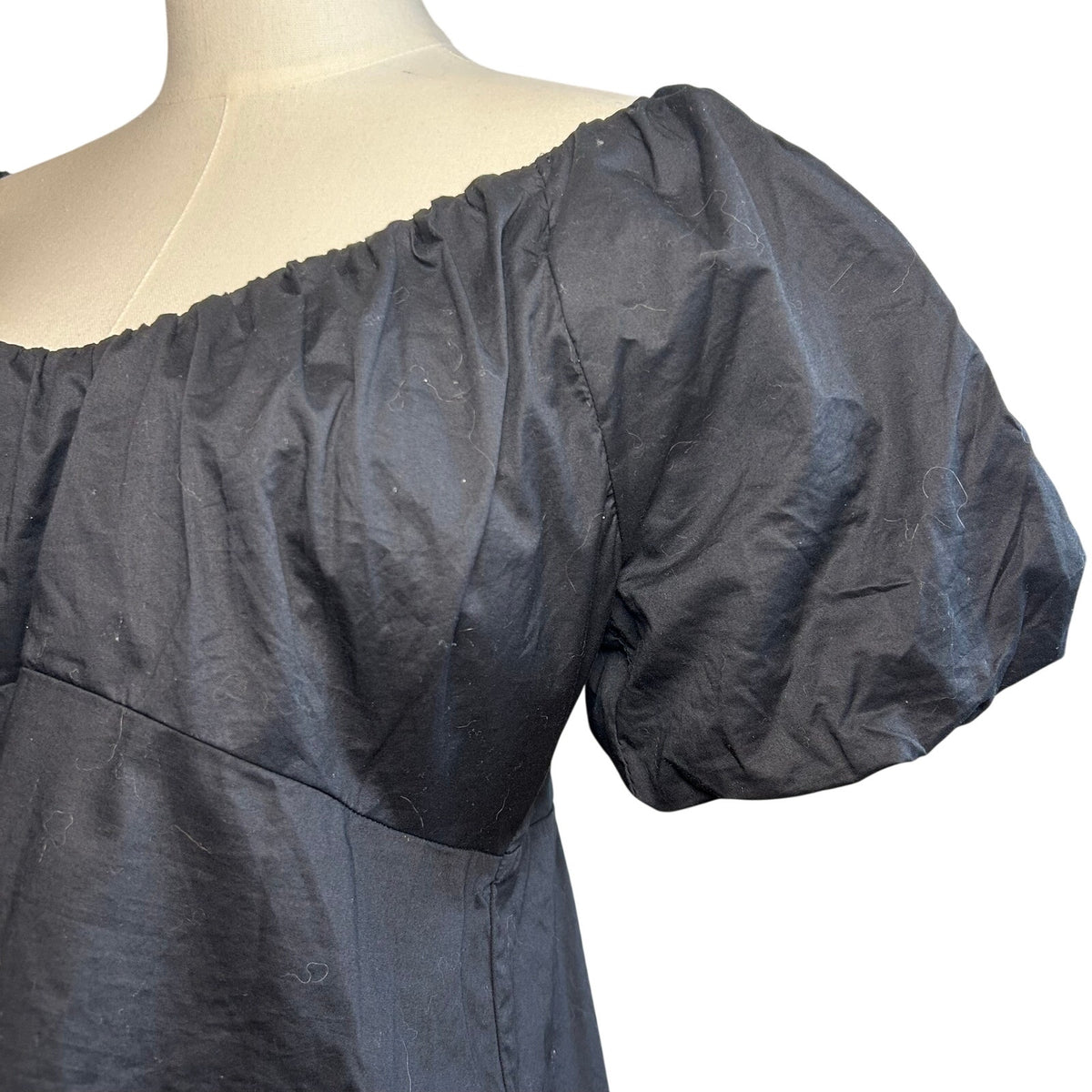 Old Navy Black L Empire Waist Puff Sleeve Top Boho Peasant Cottage Minimalist