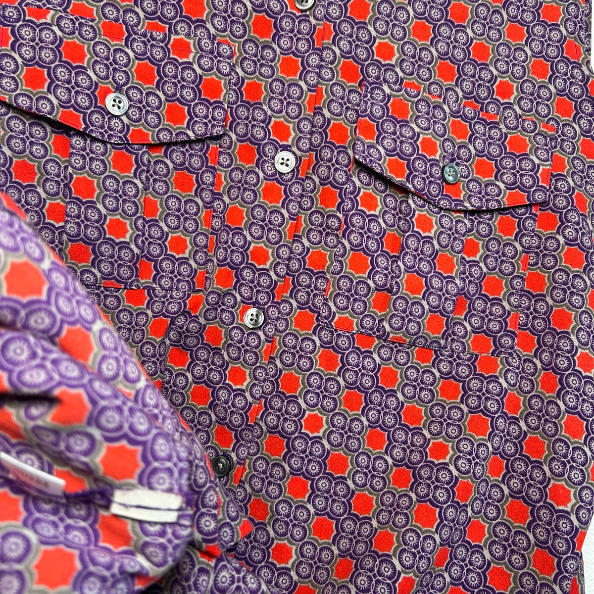 Ann Taylor Purple Red Geometric S Sleeveless Button Down Top Casual Preppy Retro