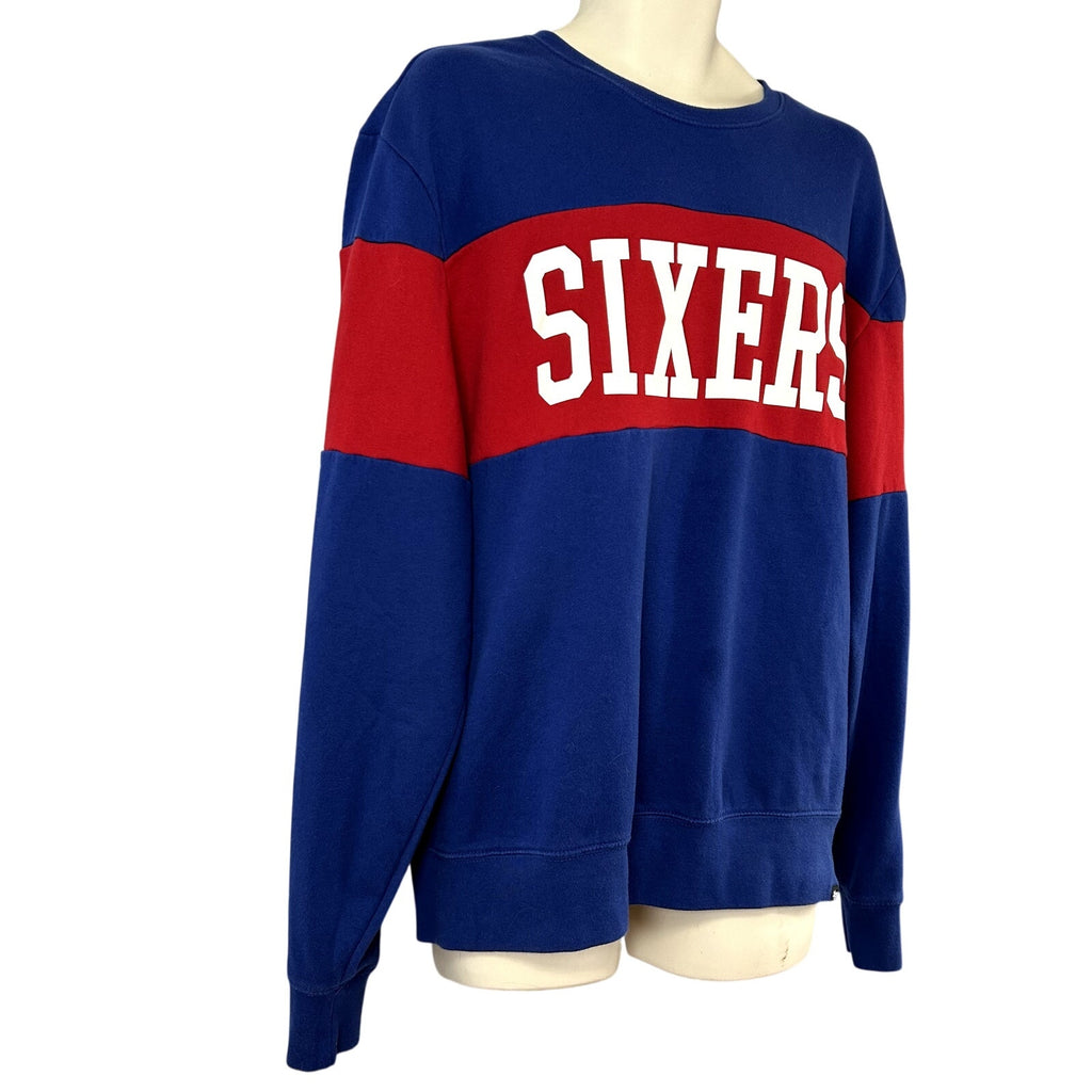 47 Brand XL Philadelphia 76ers Colorblock Fleece Crewneck NBA Sweatshirt Sports