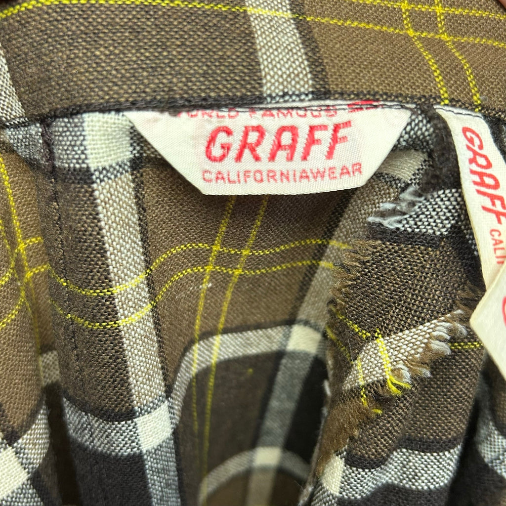 VTG 50s Graff Brown Plaid Wiggle XS Skirt Retro Preppy Dark Academia Twee Casual