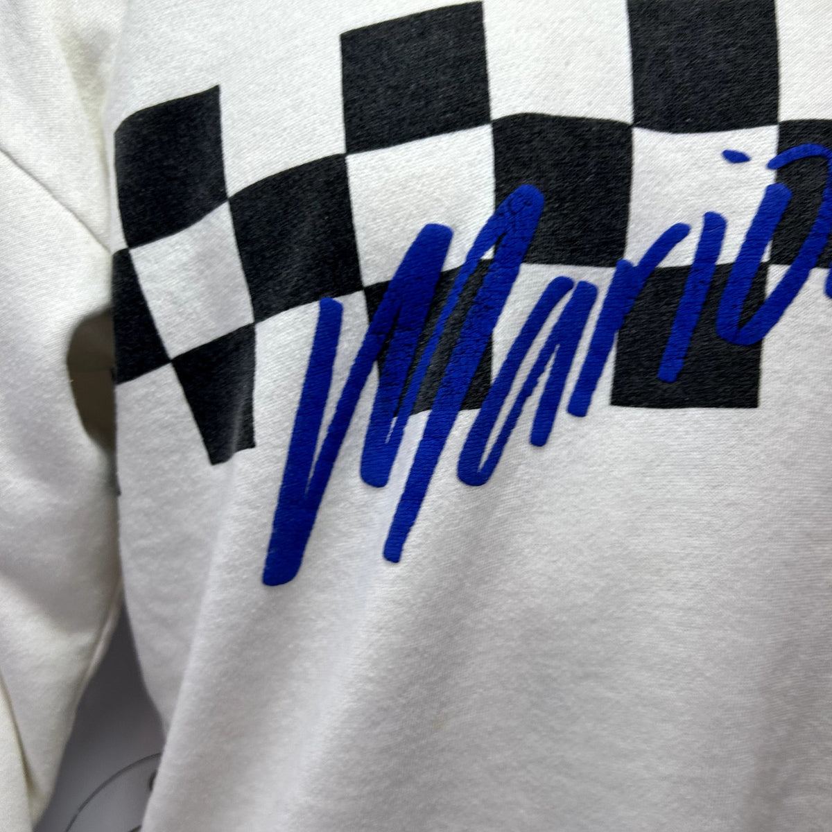 VTG 90s Gear for Sports M White Black Checkered Sweatshirt Streetwear Sportswear
