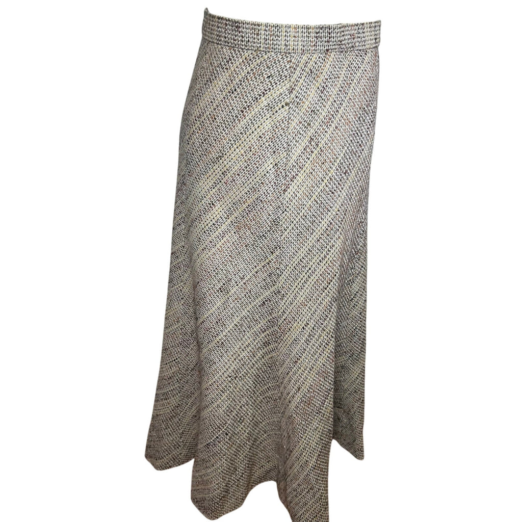 VTG 60s Bespoke S Wool Midi Skirt Retro Mod Dark Academia Twee Preppy Minimalist