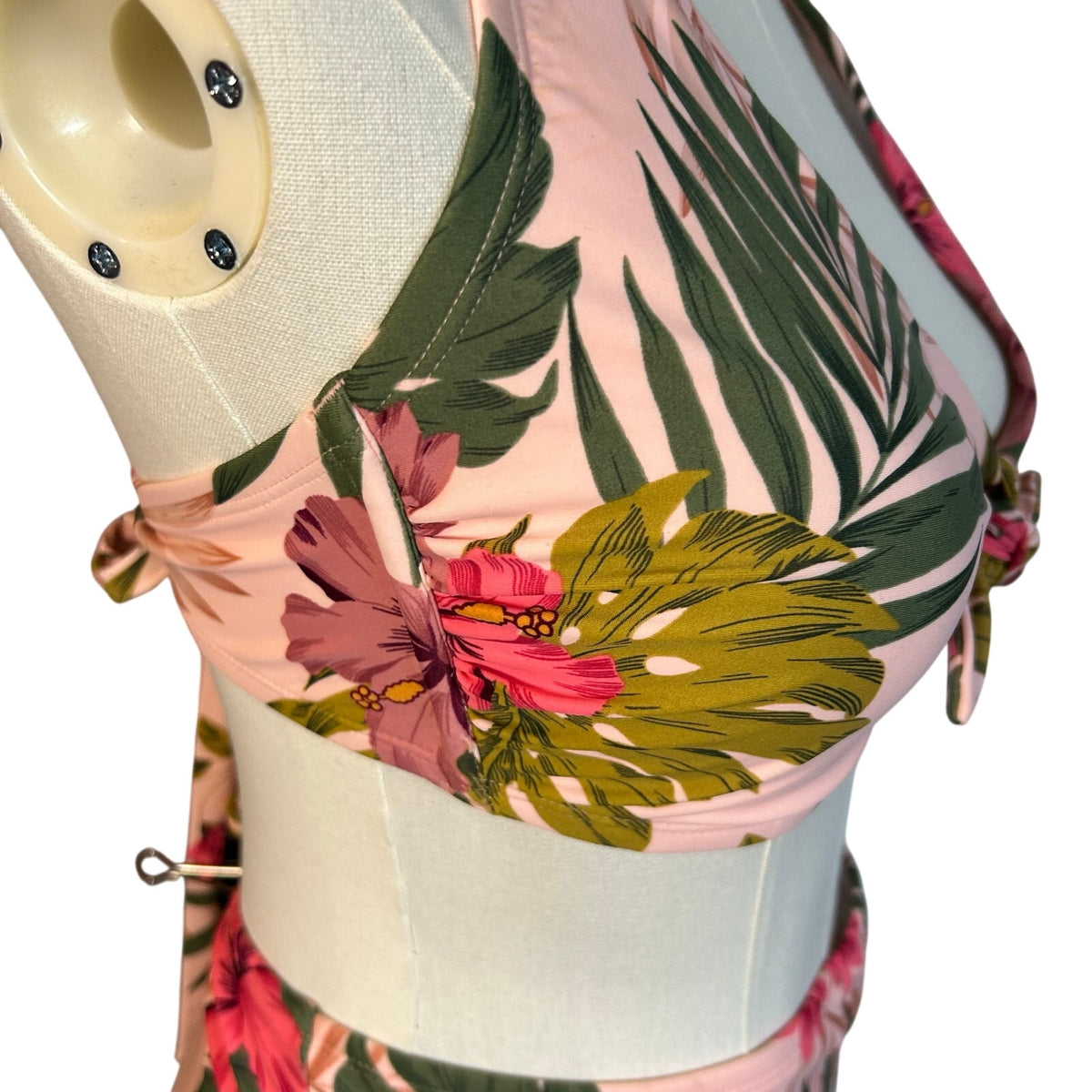 NWT Kona Sol Pink Green Triangle Bikini Swimsuit Set L D/DD Coquette Glam Boho