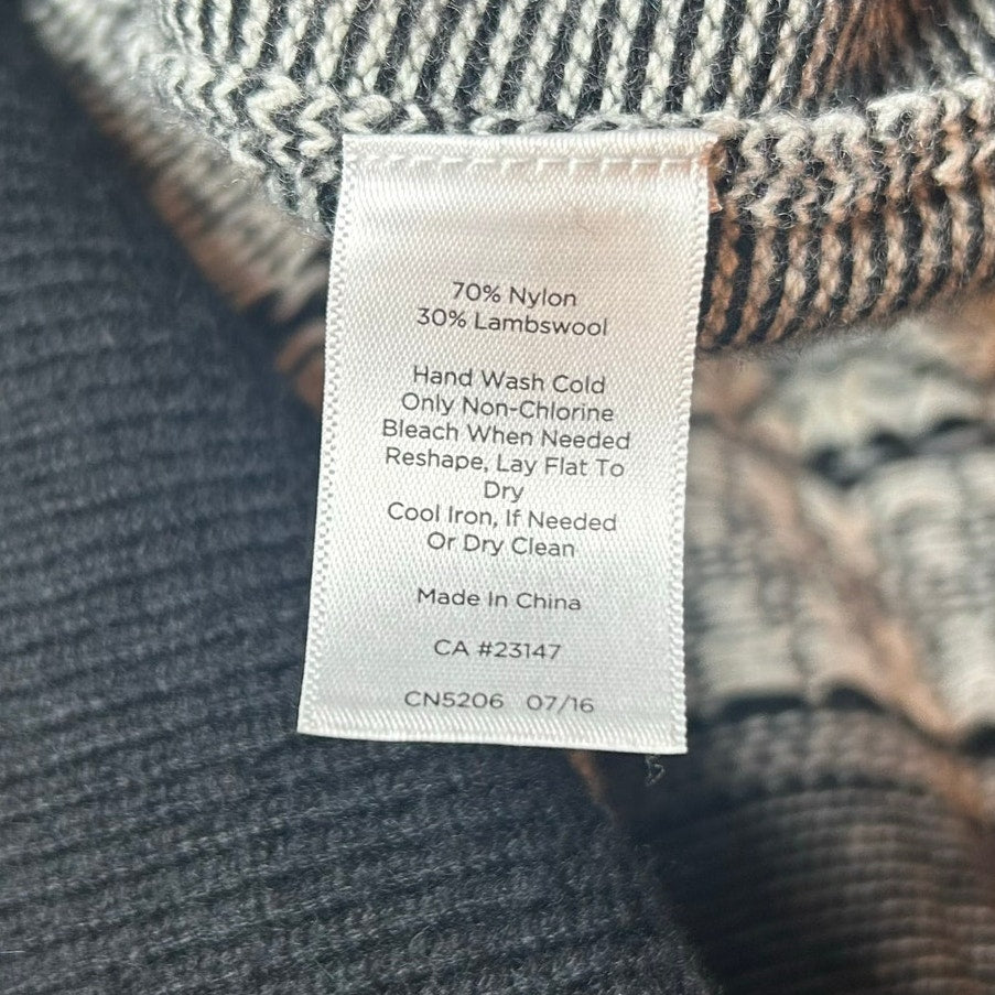 Talbots Fair Isle Wool Blend Cardigan Black White Medium Dark Academia Preppy