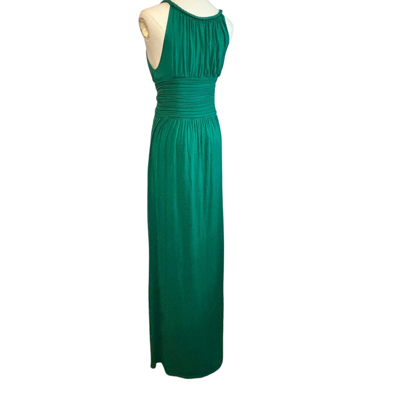 Max Studio Emerald Green Ruched Halter Maxi Dress Maternity Photoshoot Fair Luxe