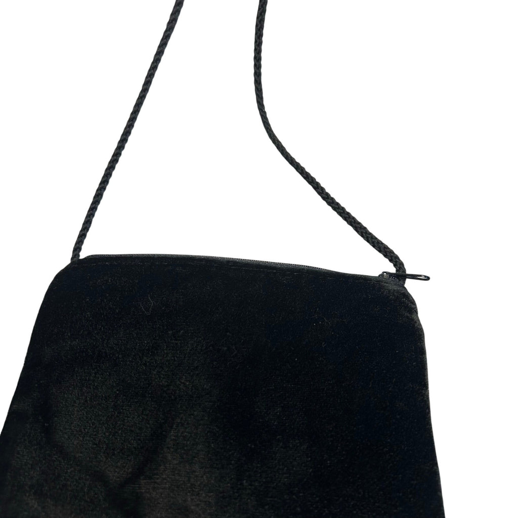 VTG Floral Embroidered Black Velvet Mini Crossbody Bag Boho Whimsigoth