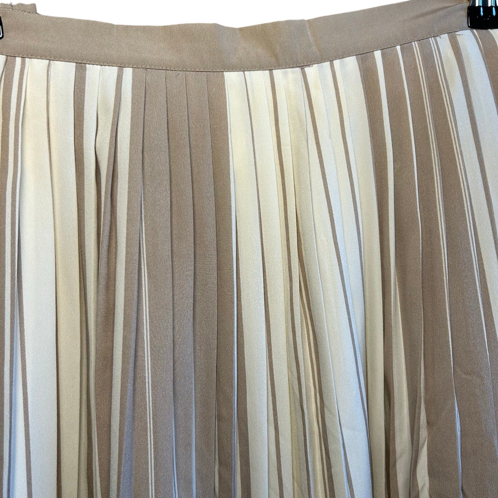 VTG 80s Anthony Rogers Tan Cream Pleated 22W 2X Plus Size Midi Skirt Retro