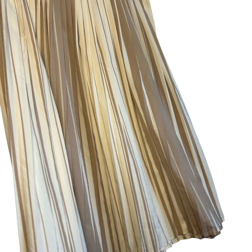 VTG 80s Anthony Rogers Tan Cream Pleated 22W 2X Plus Size Midi Skirt Retro