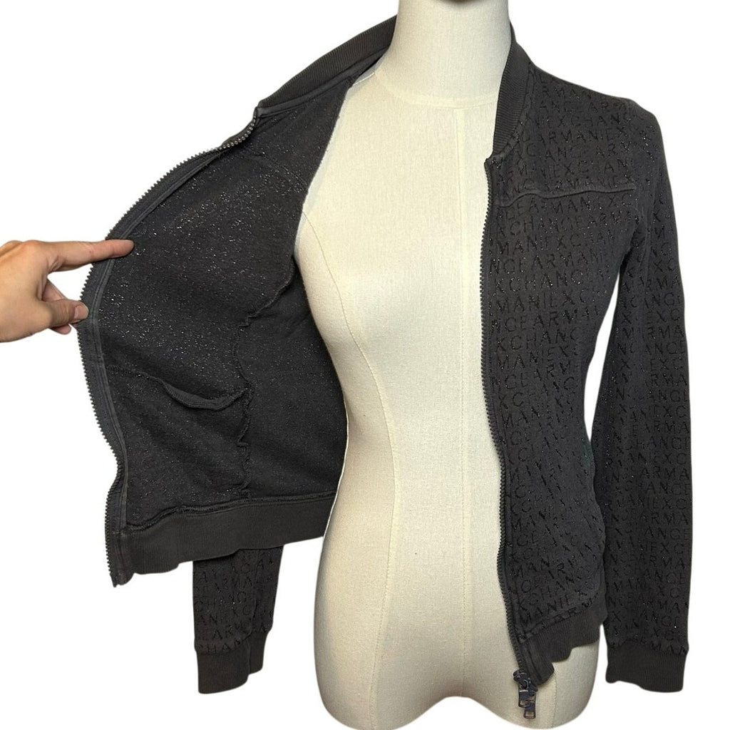 Armani Exchange Gray Zip Mock Neck Athletic Jacket Small Minimalist Gorpcore