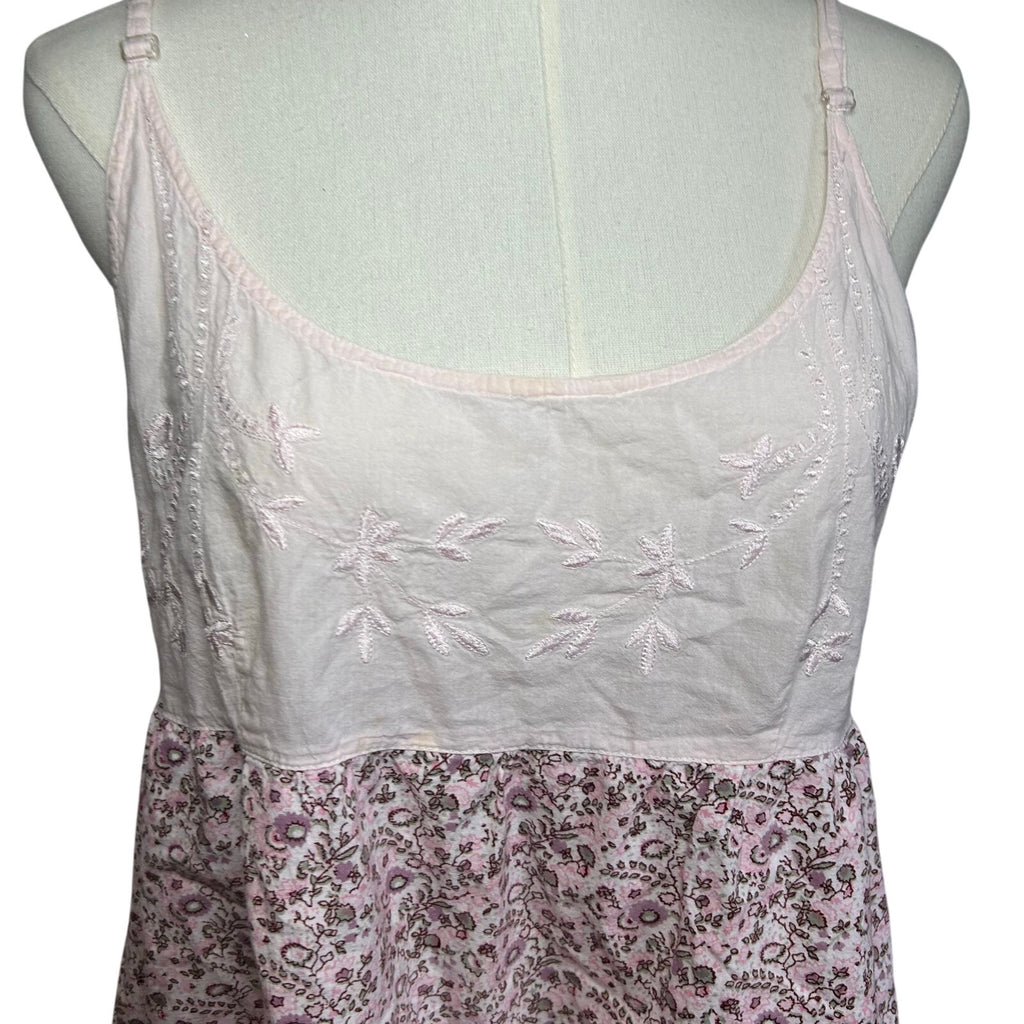 VTG Y2K Vanity Cami Tank Top XL Pink Boho Cottage Coquette Casual Retro Festival